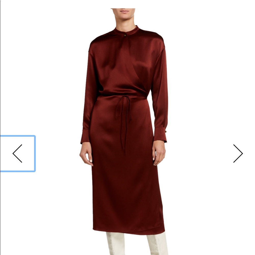 Vince Silk Charmeuse Long Sleeve Wrap Dress